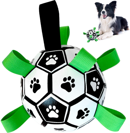 Dog Toys - Dog Soccer Ball with Straps for Tug Games & Swimming Pools. Interactive Fetch Dog Ball; Outdoor Garden Toys Animals & Pet Supplies > Pet Supplies > Dog Supplies > Dog Toys ZIKKTA Green  