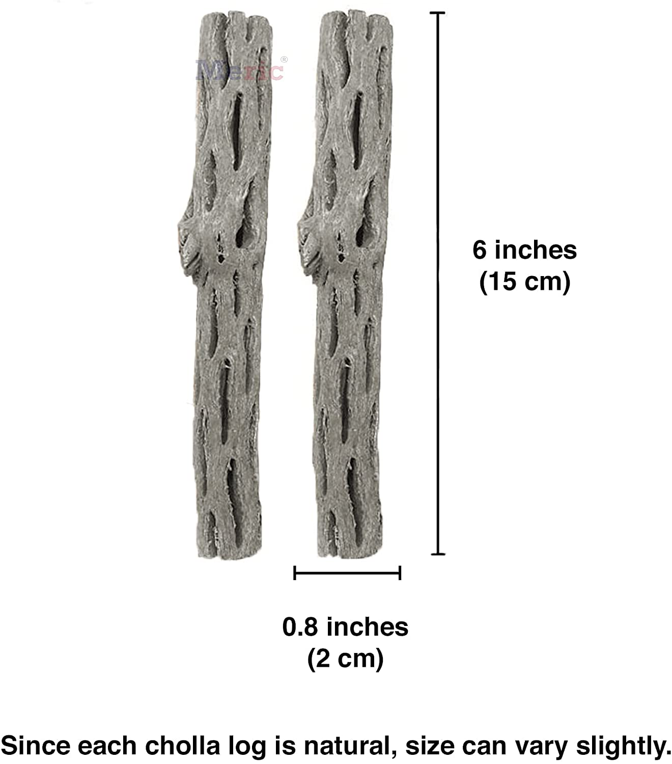 Meric Cholla Wood for Crested Gecko, 6", Exercise, Climbing, Crawling, Perching and Basking Spot, Multifunctional Vivarium Log Decor, 2 Pcs per Pack Animals & Pet Supplies > Pet Supplies > Reptile & Amphibian Supplies > Reptile & Amphibian Habitat Accessories Meric   