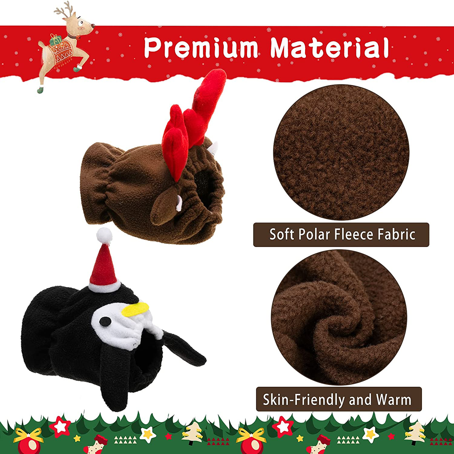 Small Dog Costume - Elk Style & Penguin Style Costumes for Dogs Warm Comfortable Dog Clothes Soft Polar Fleece Dog Christmas Outfit, 2 Pieces Animals & Pet Supplies > Pet Supplies > Cat Supplies > Cat Apparel PAWCHIE   
