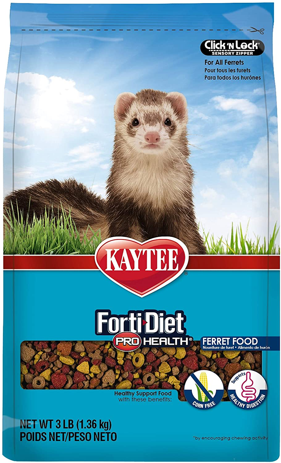 Kaytee Forti Diet Pro Health Small Animal Food for Ferrets, 3-Pound Animals & Pet Supplies > Pet Supplies > Small Animal Supplies > Small Animal Food Central Garden & Pet   