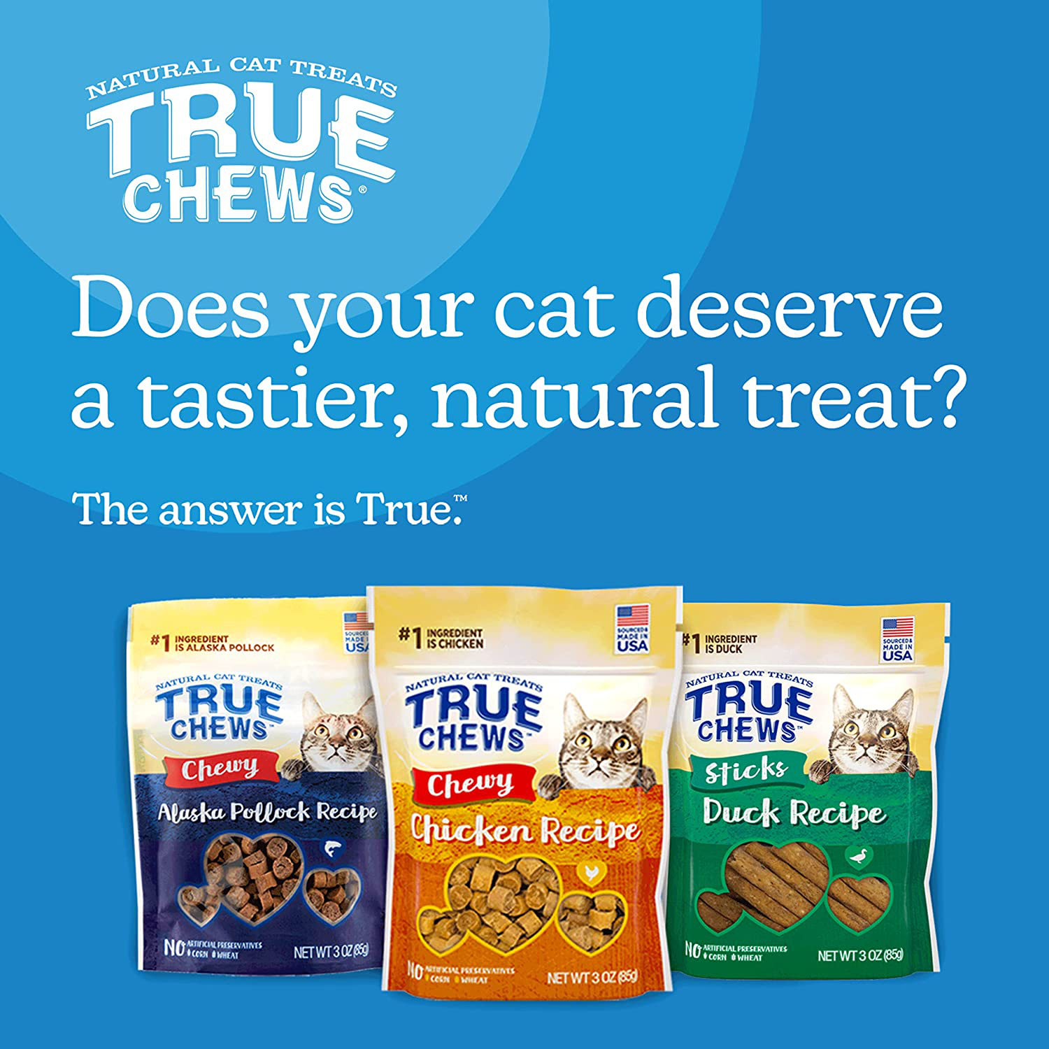True Chews Natural Cat Treats Chicken Recipe, 3 Oz