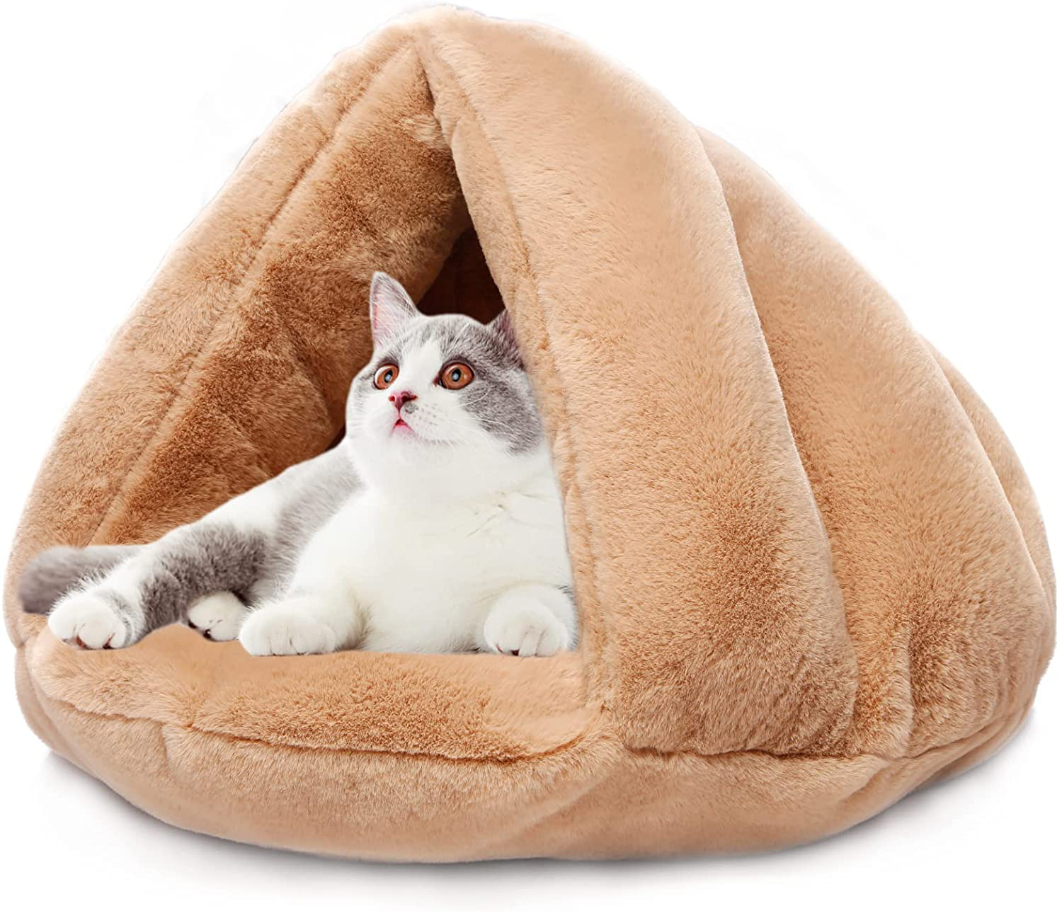 Self Warming Plush Pet Bed Cat Cave Pet Tent Cave Bed Cozy Cat Sleeping Bag Snooze Mat for Winter Pets Cats Small Dogs Puppies and Kittens, Durable, Comfortable, Washable Animals & Pet Supplies > Pet Supplies > Cat Supplies > Cat Beds iphonepassteCK Coffee  