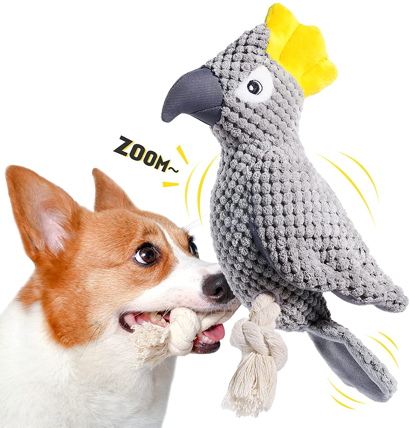 Dog Toys for Small Dog, Plush Interactive Dog Squeak Toy for Puppies, Durable Dog Chew Toy with Stuffed and Crinkle Paper to Clean Teeth for Medium Dogs Animals & Pet Supplies > Pet Supplies > Dog Supplies > Dog Toys Pefent Grey  