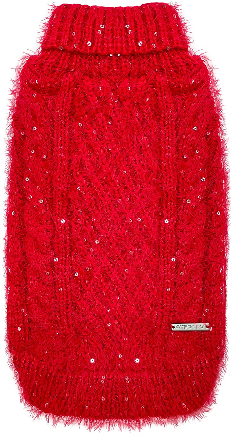 Cyeollo Dog Sweater Pullover Knitted Turtleneck Classic Sweaters with Sequin Keep Warm for Doggie Dog Clothes for Puppy Small Medium Dogs… Animals & Pet Supplies > Pet Supplies > Dog Supplies > Dog Apparel cyeollo Red X-Large 
