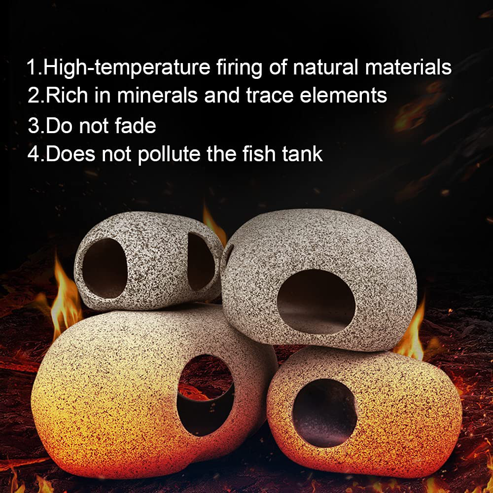 Llglmypet 2 Pieces Aquarium Decoration Rock Caves and 6 Pieces Fish Leaf Pad Simulating the Natural Habitat Hiding Breeding Spawning Cave Stones Toys Fish Rock House for Shrimp Cichlid Betta Fish Animals & Pet Supplies > Pet Supplies > Fish Supplies > Aquarium Decor Llglmypet   