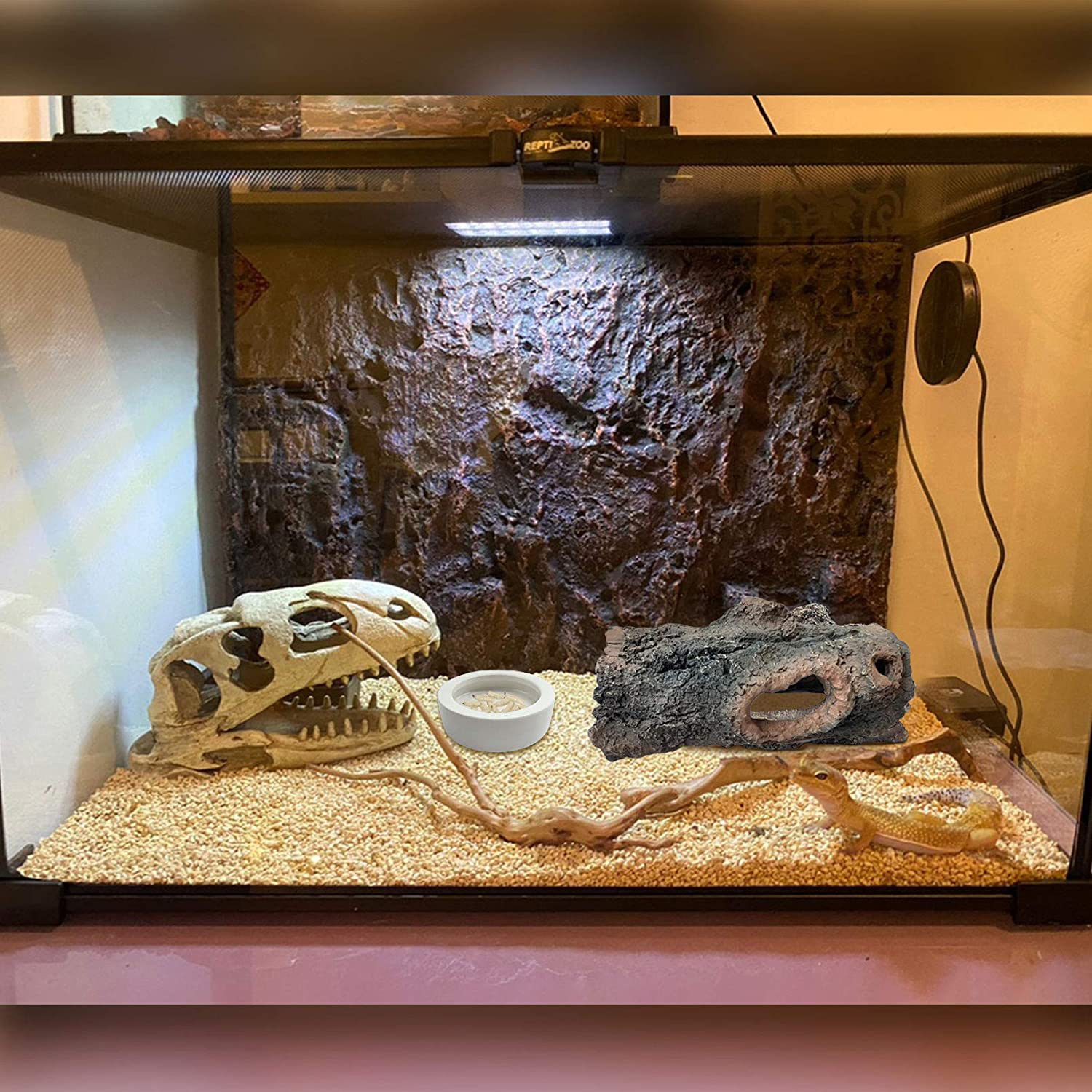 PINVNBY Large Reptile Hideout Cave Lizard Resin Hollow Tree Trunk Habitat Decoration Bark Bend Tank Decor Decaying Driftwood Hut Ornament Terrarium Accessories for Chameleon,Gecko and Hermit Crabs Animals & Pet Supplies > Pet Supplies > Reptile & Amphibian Supplies > Reptile & Amphibian Habitat Accessories PINVNBY   