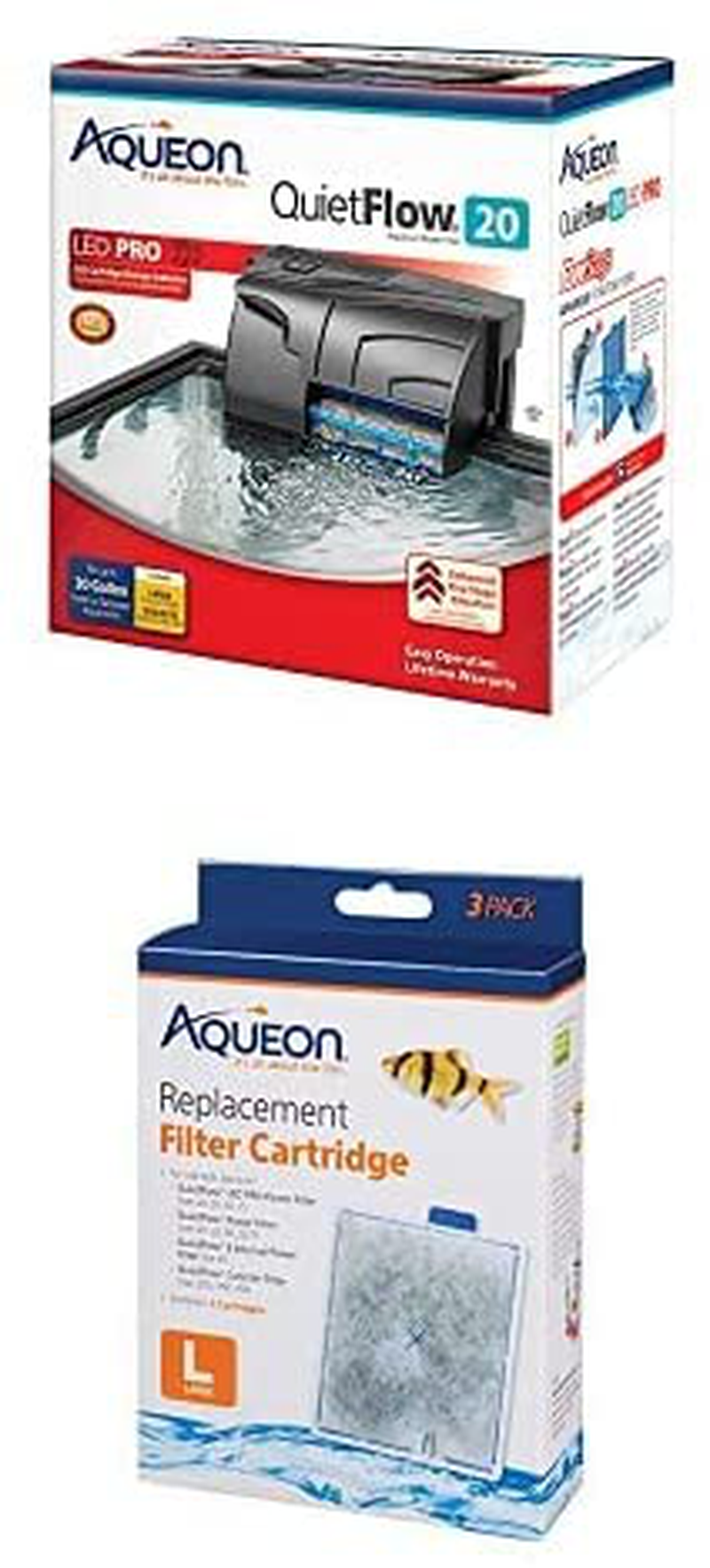 Aqueon Quietflow LED PRO Aquarium Power Filter, Size 20 Animals & Pet Supplies > Pet Supplies > Fish Supplies > Aquarium Filters Aqueon Filter with Replacement Cartridge  