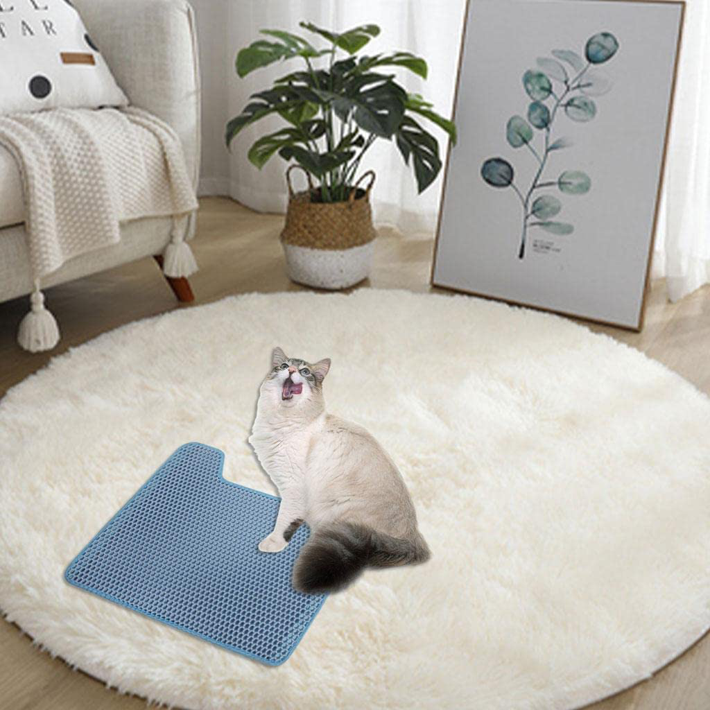 Homyl Non-Slip Cat Litter Mat Pads Washable Rug for Pet Supply Cats Litter Box Kitty - Blue Animals & Pet Supplies > Pet Supplies > Cat Supplies > Cat Litter Box Mats Homyl   