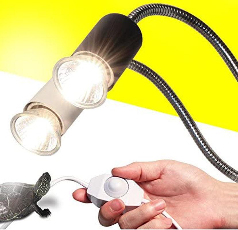 Ctkcom UVA UVB Light Bulb Reptile Ceramic Heat Lamp Pet Heating Bulb Holder Clamp Lamp Fixture Heating Light Lamp for Reptiles,Aquarium Reptile Light Adjustable Habitat Lighting Stand,110V-130V(White)