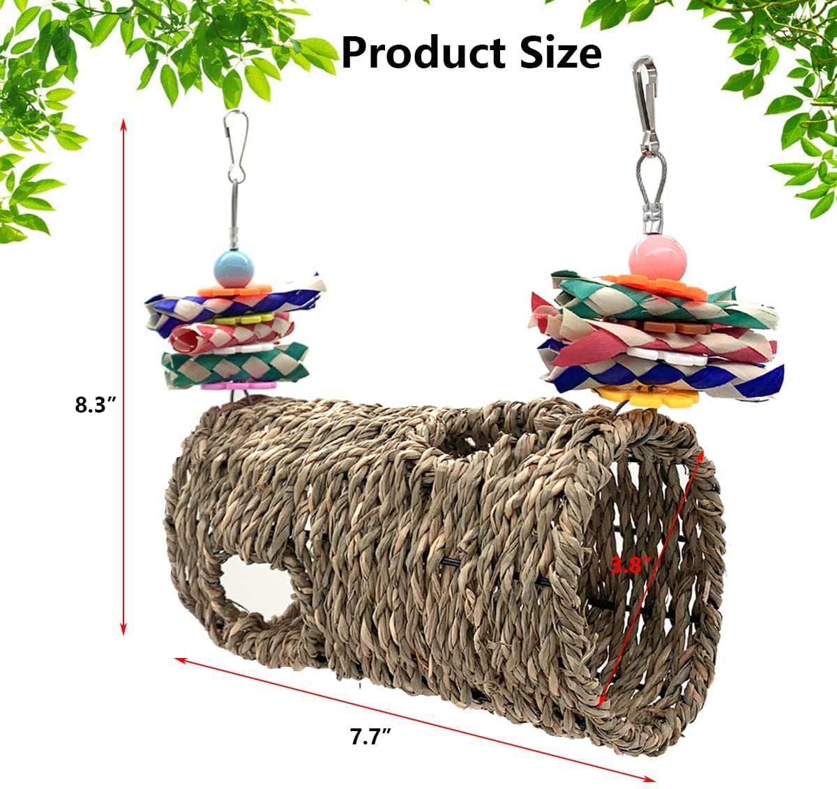 Vehomy Seagrass Bird House Bird Parrot Sea Grass Tent Parrot Tunnel with Holes Natural Hanging Hammock Swing Nest Bird Snuggle Hut Toy for Bird Parrot Hamster Animals & Pet Supplies > Pet Supplies > Bird Supplies > Bird Toys Vehomy   