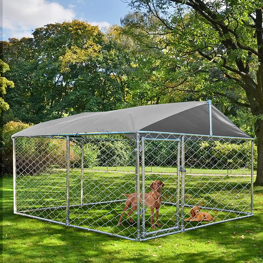 MAGIC UNION Outdoor Dog Kennel with Roof Dog Enclosures for outside Dog Runner for Yard Outdoor Pet Enclosure Kennel Fence Dog Cage in Backyard with Water-Resistant Cover Animals & Pet Supplies > Pet Supplies > Dog Supplies > Dog Houses MAGIC UNION   