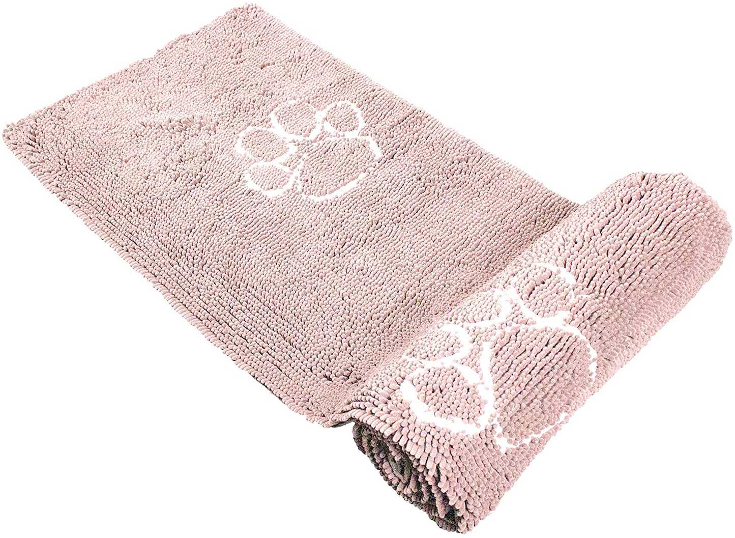My Doggy Place - Ultra Absorbent Microfiber Dog Door Mat, Durable, Quick Drying, Washable, Prevent Mud Dirt, Keep Your House Clean (Pink W/Paw Print, Hallway Runner) - 8' X 2' Feet
