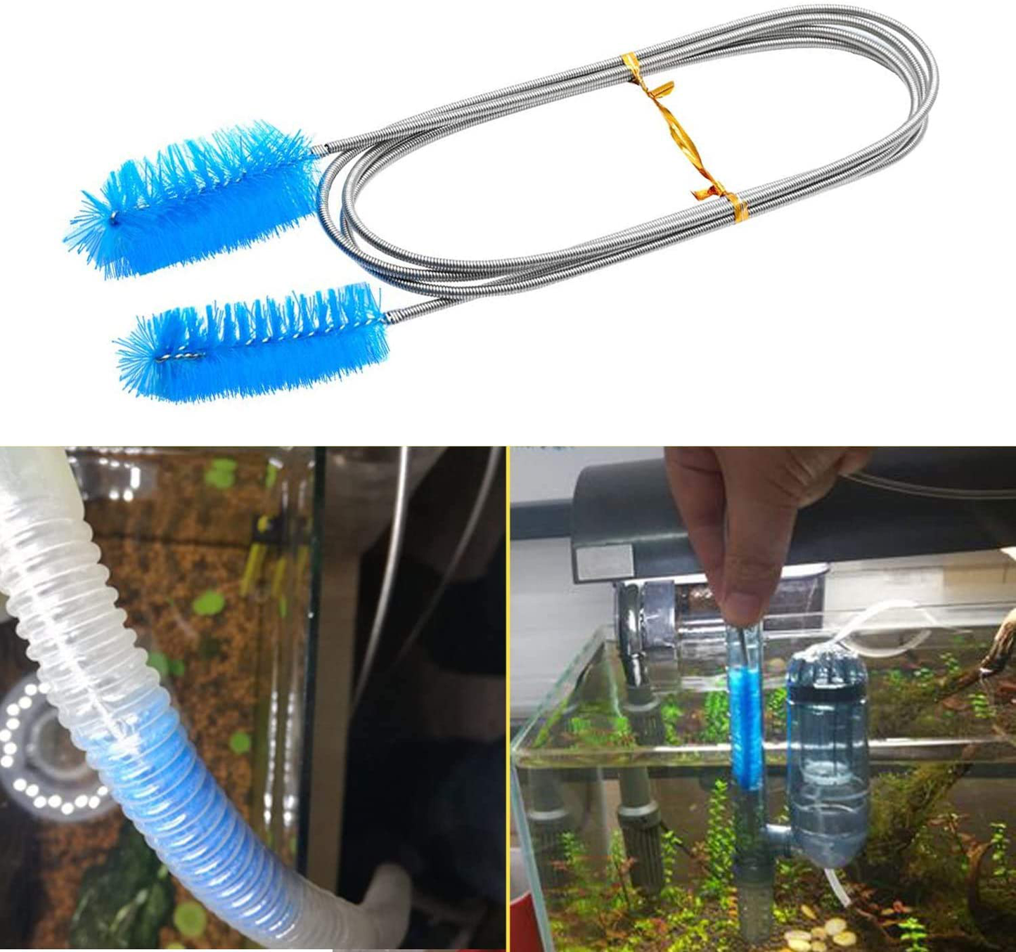 WEITY 2 Pack Aquarium Cleaning Brushes, 61-Inch Stainless Steel Springs, Flexible Drain Brush Double Ended Hose Pipe and 2 Straw Cleaning Brushes, Used for Fish Tank Household Kitchen Washing Tools Animals & Pet Supplies > Pet Supplies > Fish Supplies > Aquarium Cleaning Supplies WEITY   