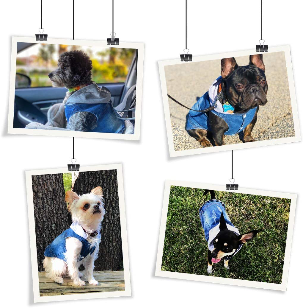 Companet Breathable Pet Clothes, Soft and Warm Winte Clothes for Small Medium Dogs Cats, Dog Jeans Jacket Cool Blue Denim Coatlapel Vests Classic Puppy Blue Vintage Washed Clothes Hoodie Vest