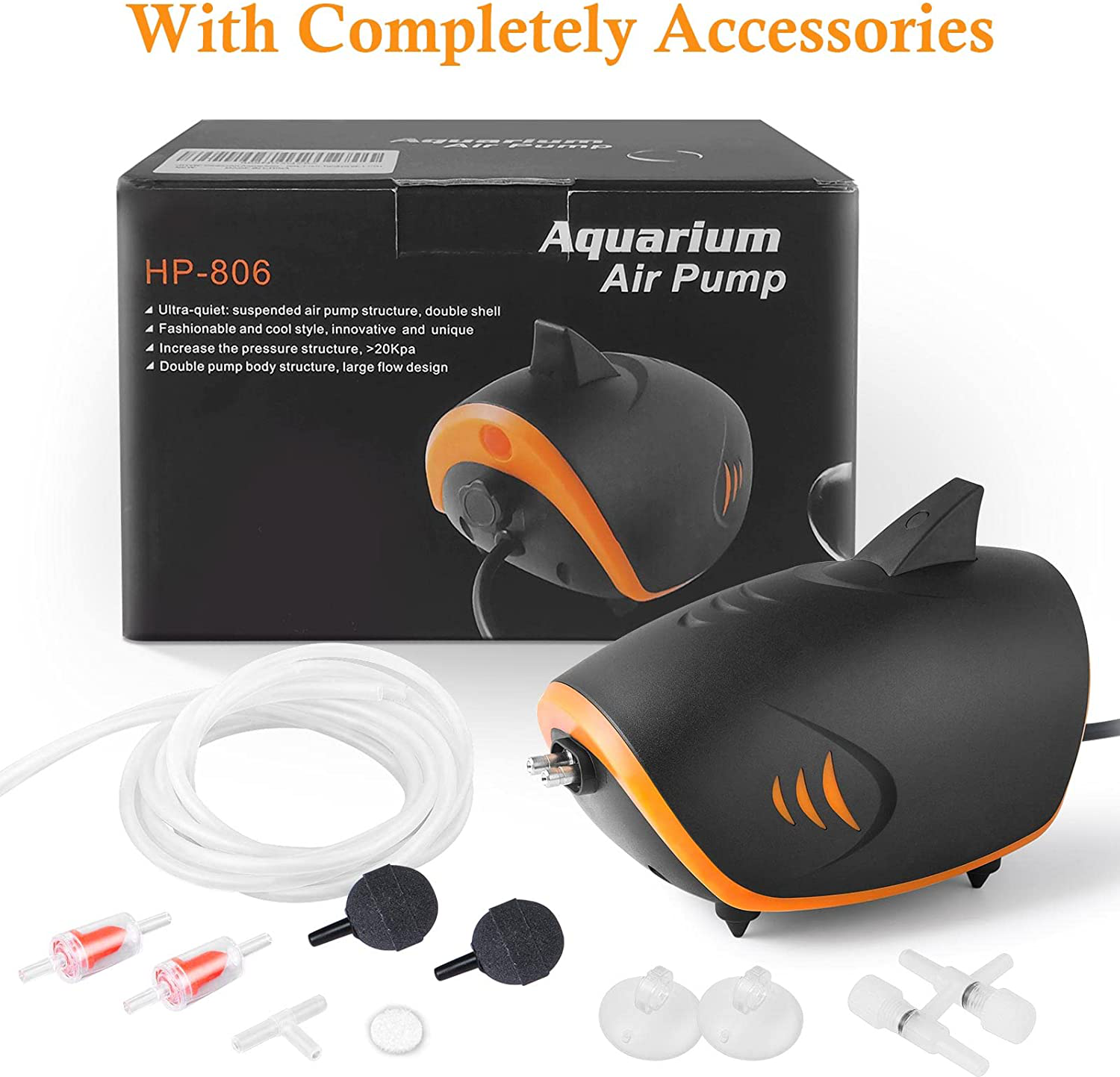Uniclife Aquarium Air Pump Dual Outlet with Accessories for Up to 100  Gallon Tank