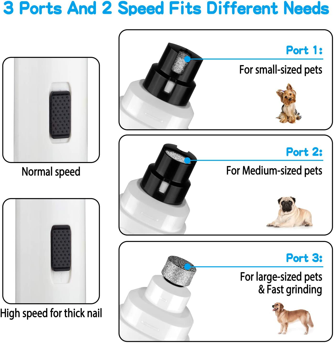 Casfuy Dog Nail Grinder Upgraded - Professional 2-Speed Electric Rechargeable Pet Nail Trimmer Painless Paws Grooming & Smoothing for Small Medium Large Dogs & Cats Animals & Pet Supplies > Pet Supplies > Small Animal Supplies > Small Animal Treats Casfuy   