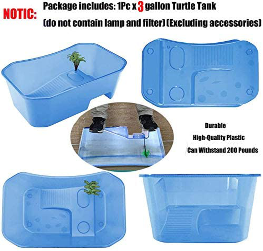 Reptile Habitat,Turtle Habitat Terrapin Lake Reptile Aquarium Tank with Platform Plants (Blue)(Excluding Accessories Animals & Pet Supplies > Pet Supplies > Reptile & Amphibian Supplies > Reptile & Amphibian Habitat Accessories Hamiledyi   