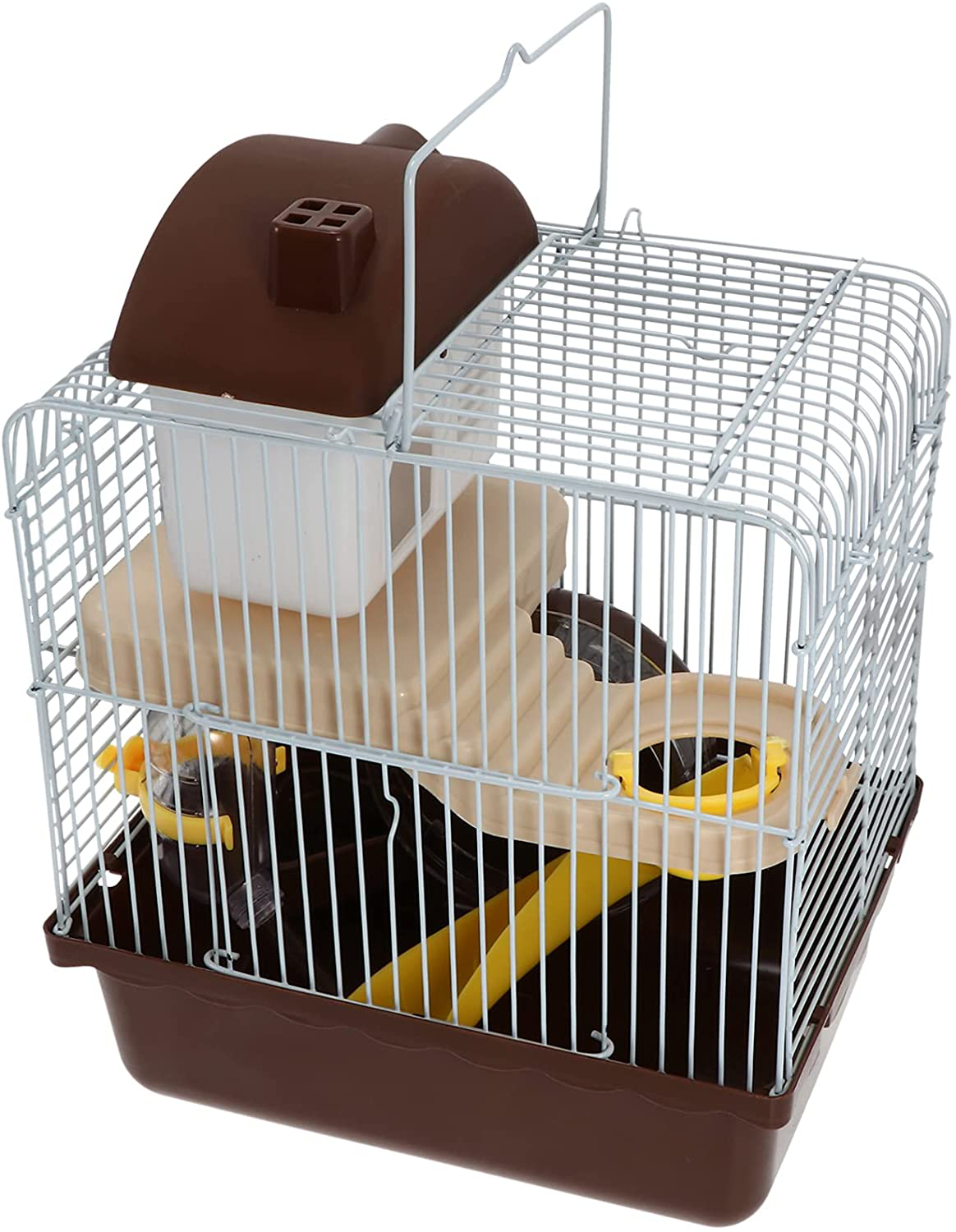 STOBOK Hamster Cage Portable Double Layer Wire Habitat Small Animal Critter House Cage Pet Playpen Activity Exercise Centre for Rodent Gerbil Mouse Mice Rat Accessories Coffee Animals & Pet Supplies > Pet Supplies > Small Animal Supplies > Small Animal Habitat Accessories STOBOK Coffee  