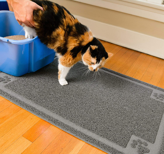 Cleanhouse Pets Cat Litter Mat (XL Size) - Non-Slip, Durable, Easy to Clean, Water Resistant - Eliminates Litter Tracking, Soft on Kitty Paws, Scatter Control for Cat Litter Box (Size: 36"X24") Animals & Pet Supplies > Pet Supplies > Cat Supplies > Cat Litter Box Liners American Dream Pet Products Grey  