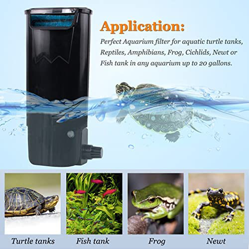 PULACO Aquarium Internal Filter 3 to 20 Gallons, for Turtle Tanks, Reptiles, Amphibians, Frog, Cichlids, Newt or Fish Tank Animals & Pet Supplies > Pet Supplies > Fish Supplies > Aquarium Filters PULACO   