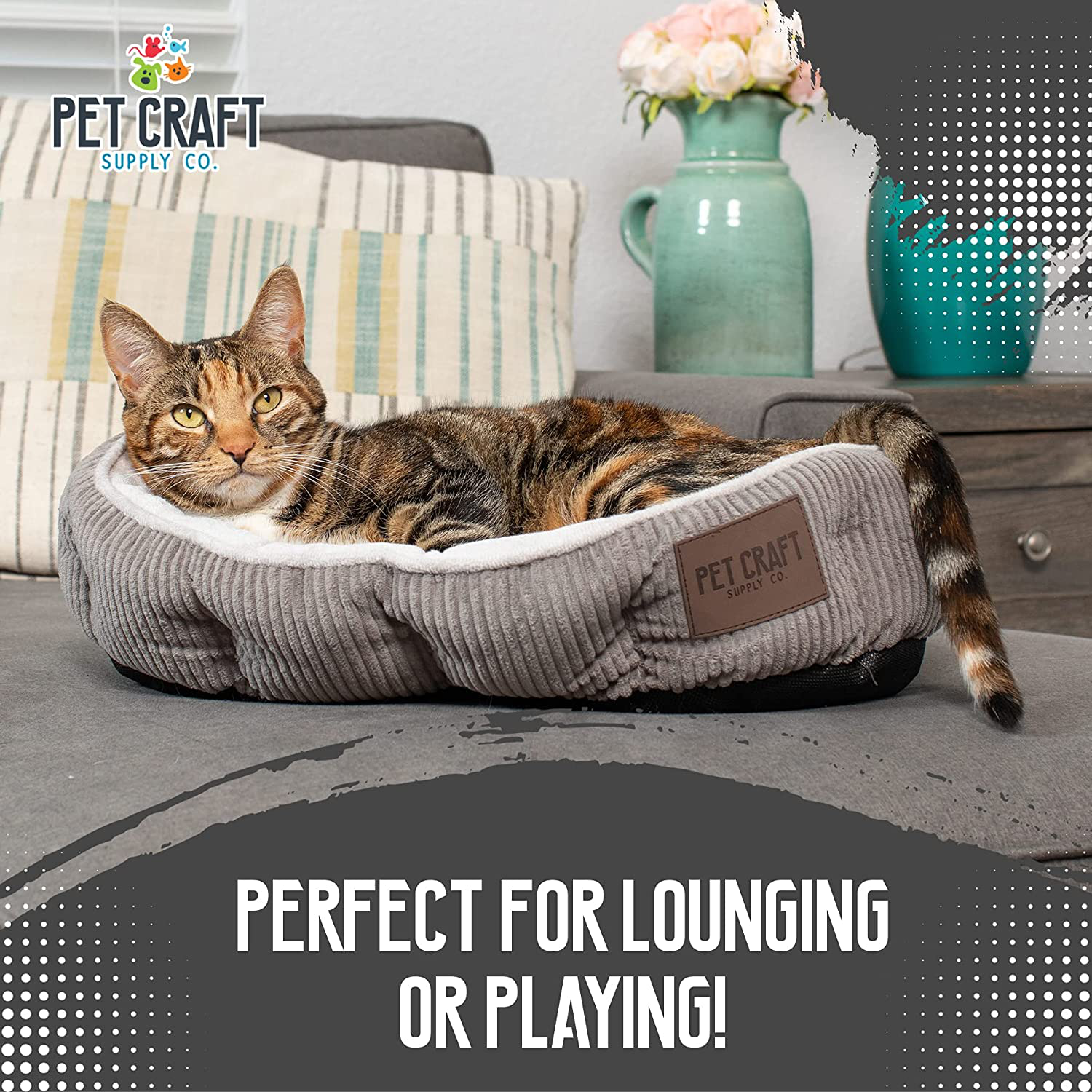 Pet Craft Supply Cat Bed for Indoor Cats - Kitten Bed - Machine Washable - Ultra Soft - Self Warming - Refillable Catnip Pouch Animals & Pet Supplies > Pet Supplies > Dog Supplies > Dog Beds R2PH0   