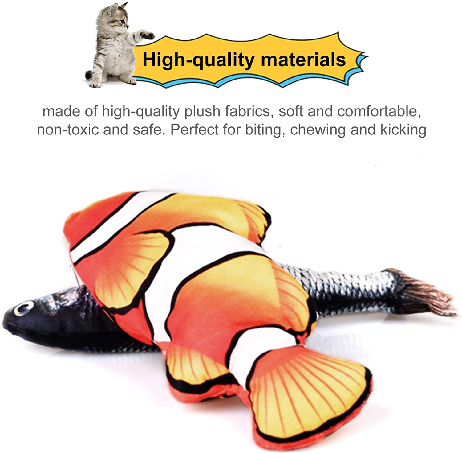 QAWCT 2Pack Electric Moving Flopping Fish, Cat Toy, Wiggle Fish Catnip Toys, Dog Toys, Fish Interactive Cat Toy, Plush Interactive Cat Toys, Fun Toy for Cat Exercise Animals & Pet Supplies > Pet Supplies > Cat Supplies > Cat Toys QAWCT   