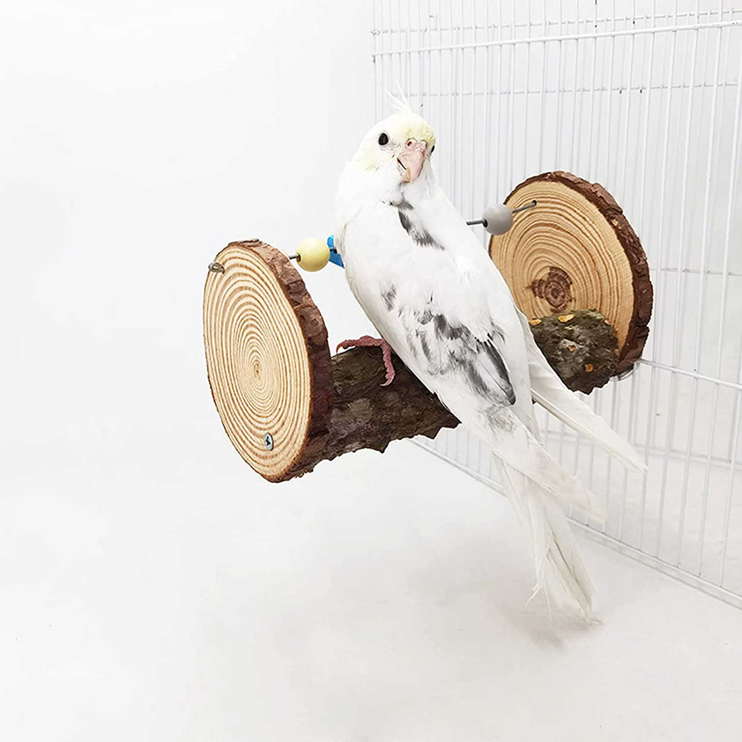 Bird Perch Stand Toy or Cage, Natural Wood Parrot Puzzle Chewing Toy for Parakeets Cockatiels Conures Finches Lovebirds Macaws, Birdcage Play Gym Training Toy Standing Grinding Paw Climbing Branches Animals & Pet Supplies > Pet Supplies > Bird Supplies > Bird Gyms & Playstands QBLEEV   