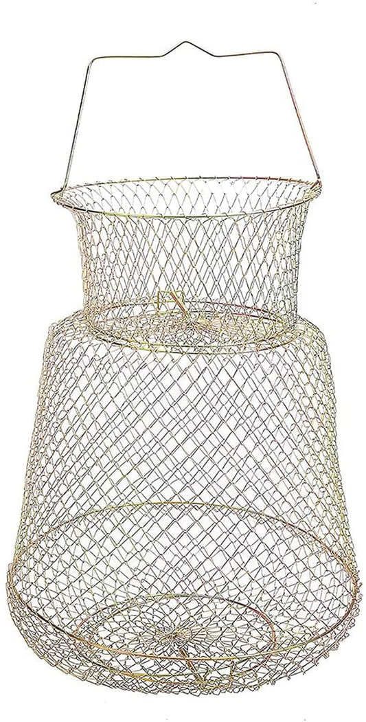 NA Collapsible Fish Crab Basket Bag Galvanized Wire Fish Crab Basket Fshing Net Cage Size: 9.8"X13.8"/11.8"X15.4" Animals & Pet Supplies > Pet Supplies > Fish Supplies > Aquarium Fish Nets N\\A Small(9.8"x13.8")  