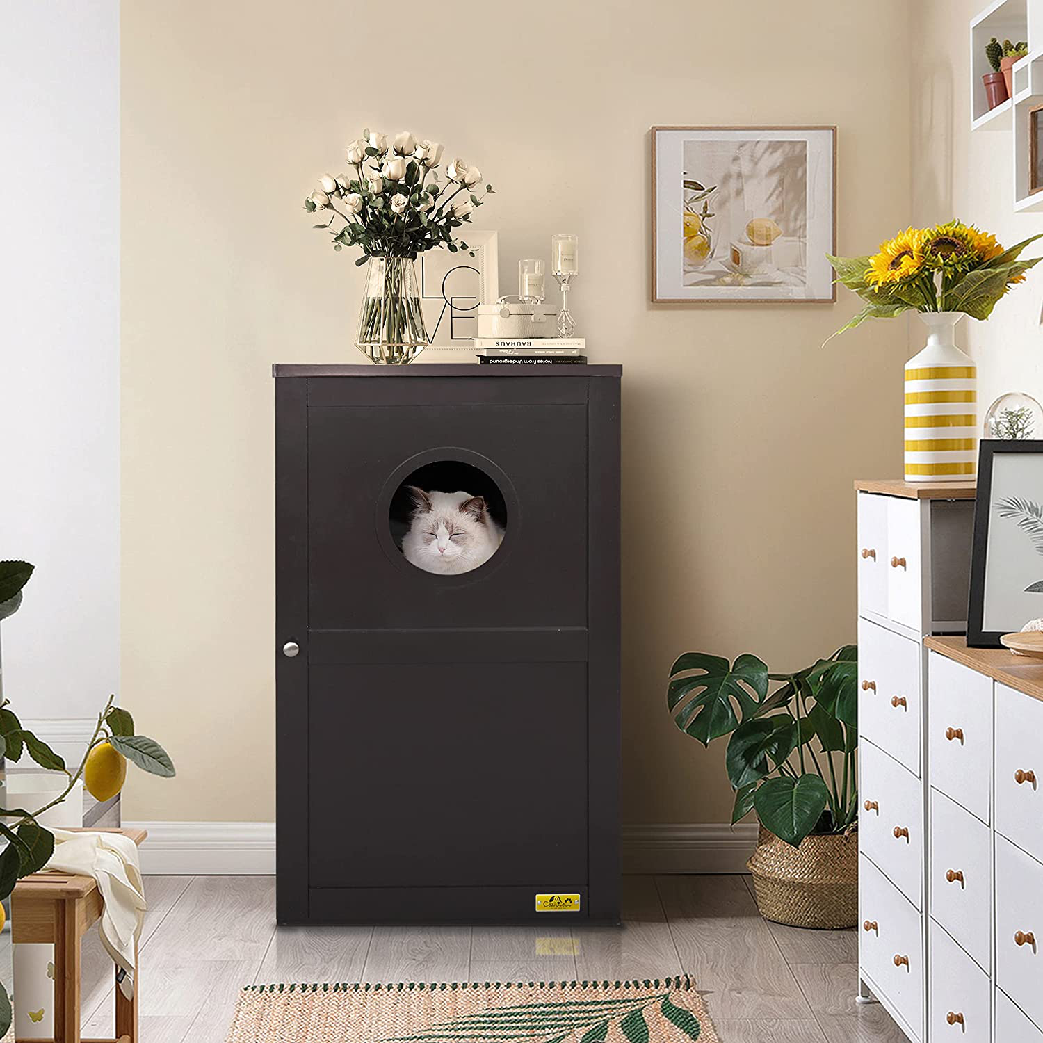 COZIWOW Enclosed Litter Box Enclosure Furniture Hidden Was