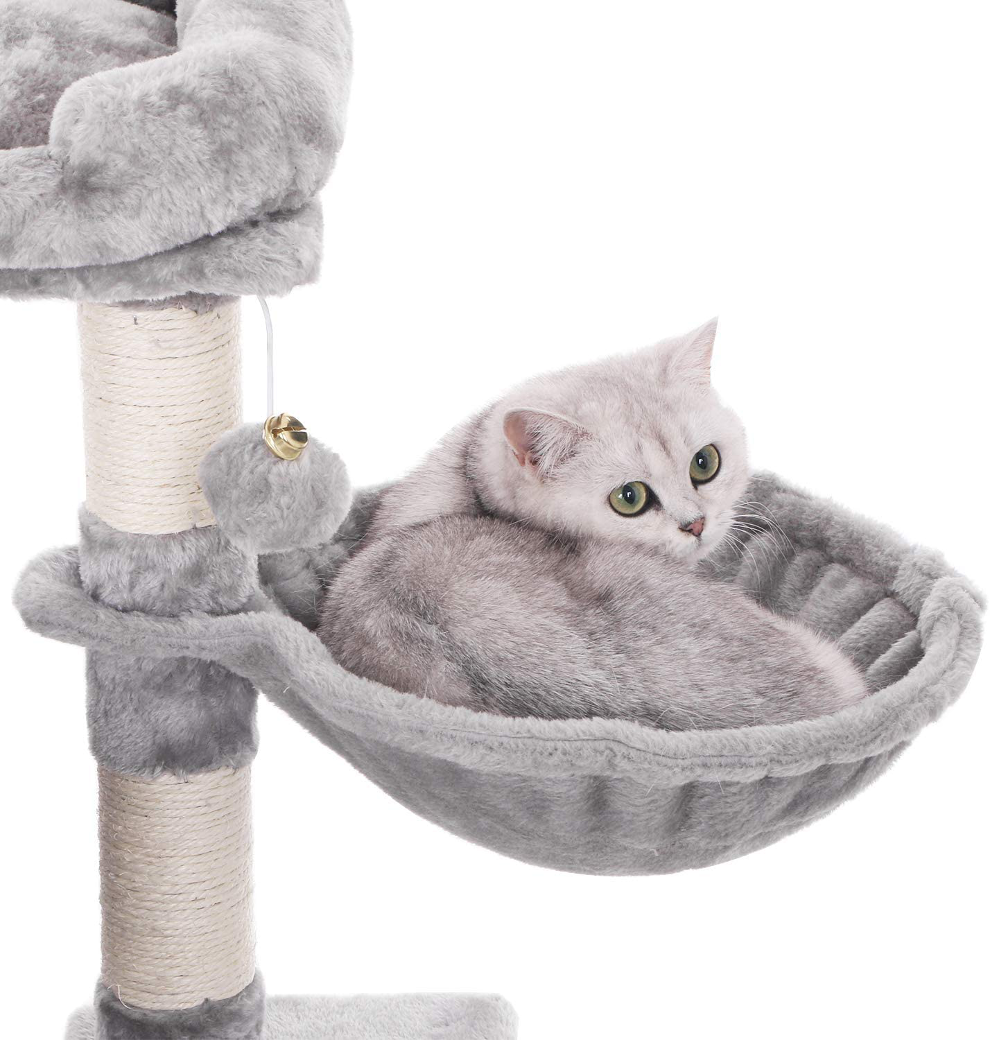 BEWISHOME Cat Tree Condo with Sisal Scratching Posts, Plush Perch, Dual Houses and Basket, Cat Tower Furniture Kitty Activity Center Kitten Play House MMJ06 Animals & Pet Supplies > Pet Supplies > Cat Supplies > Cat Furniture BEWISHOME   