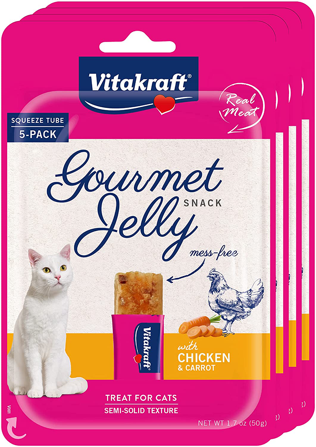 Vitakraft Gourmet Jelly Chicken with Carrot Hand-Fed Treat for Cats Animals & Pet Supplies > Pet Supplies > Cat Supplies > Cat Treats Vitakraft Chicken with Carrot, 20 Servings  