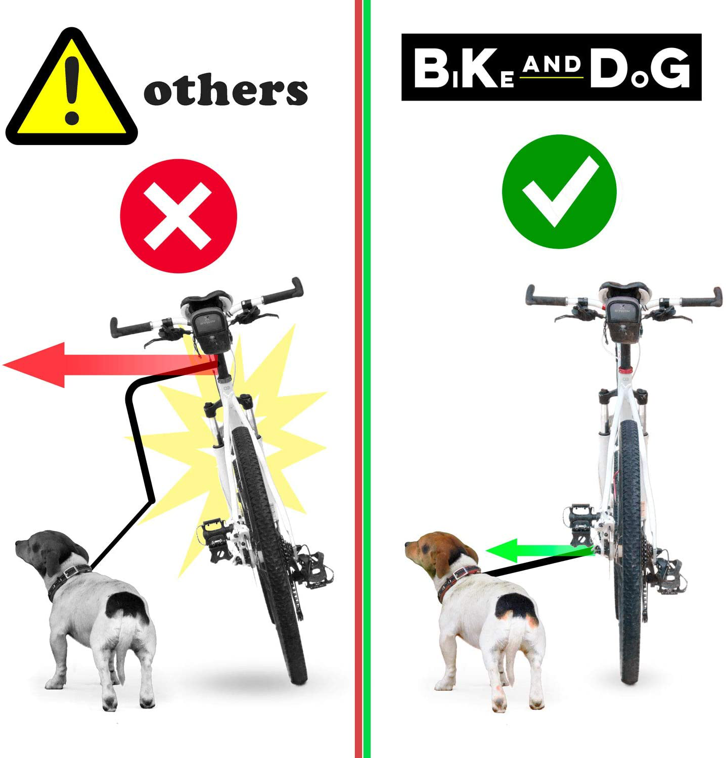 Dog Bike Leash, Hands Free Dog Leashes. Dog Bicycle Lead for Small, Medium and Large Dogs, Designed to Lead One or More Dogs with Maximum Safety, Easy Assembly without Tools. Patented Product. Animals & Pet Supplies > Pet Supplies > Dog Supplies > Dog Treadmills BIKE AND DOG   