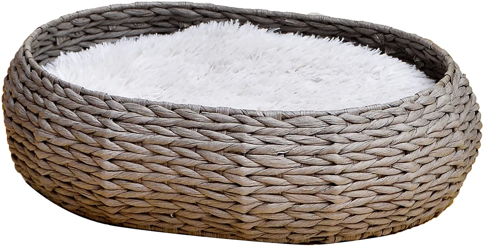 Petpals Hand Made Paper Rope round Bed for Cat/Dog/Pet Sleep with Pillow, Natural Animals & Pet Supplies > Pet Supplies > Cat Supplies > Cat Beds PetPal LLC Oval  