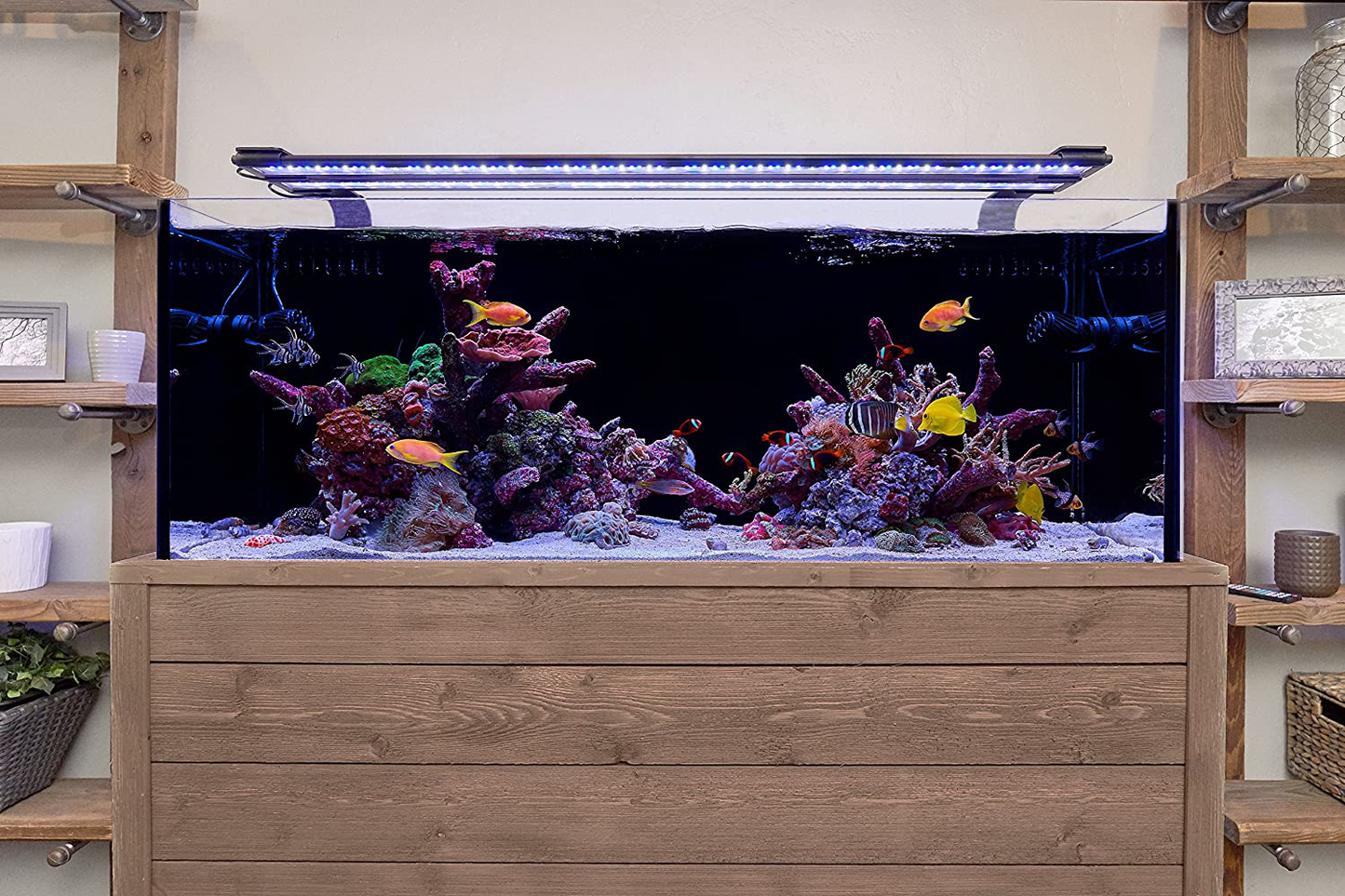 Current USA Orbit Marine LED Aquarium Light - Saltwater, Coral Reef Fish Tank - LOOP Wireless Lighting and Wave Pump Control with Timer - Adjustable Color Spectrum and Flow Mode - Sliding Docking Legs