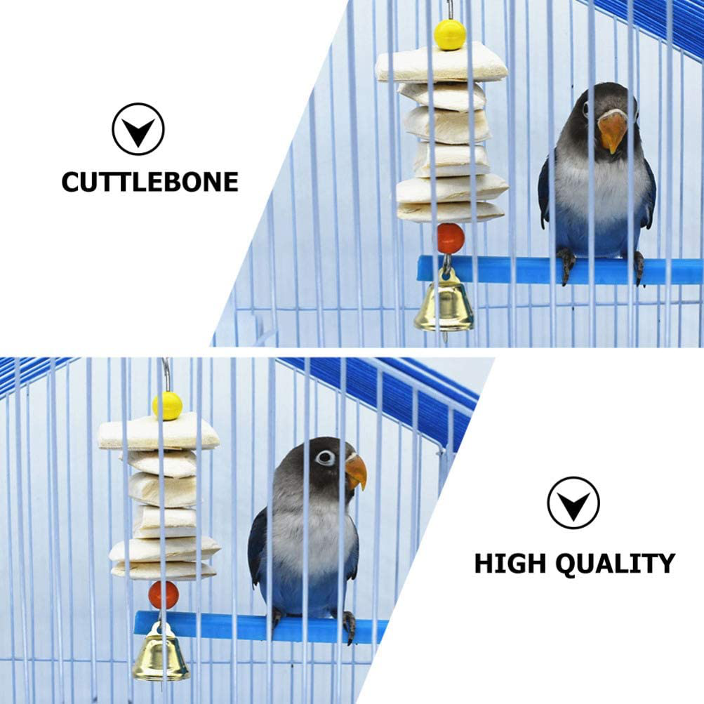 TEHAUX Cuttlebone Toys for Birds- 2 Pack Parrot Toys Chewing Bird Toy Cuttlebone Beak Grinding Cage Hanging Bell Toys for African Greys Amazon Conure Eclectus Budgies Parakeet Cockatiel, 2 Pack Animals & Pet Supplies > Pet Supplies > Bird Supplies > Bird Toys TEHAUX   