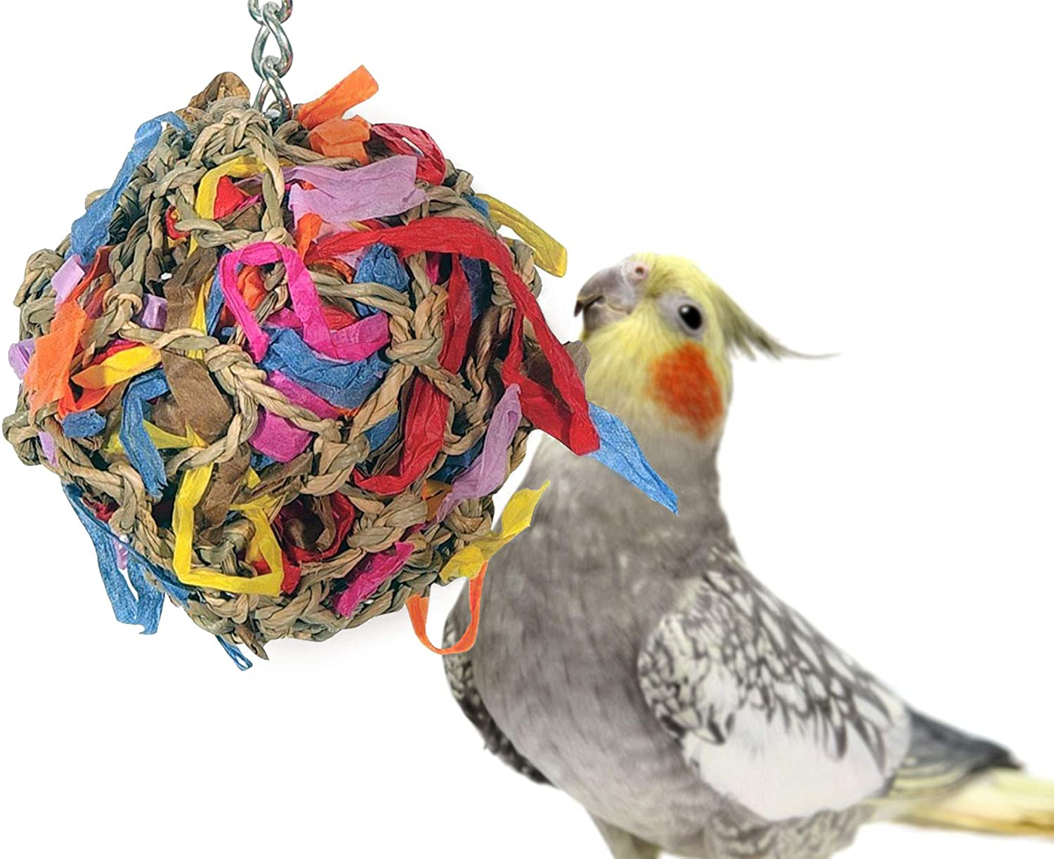 Sweet Feet and Beak Super Shredder Ball - Bird Cage Accessories to Keep Your Bird Busy Foraging for Hidden Treasures - Non-Toxic, Easy to Install Bird Foraging Toys, Bird Treats, Parrot Toys Animals & Pet Supplies > Pet Supplies > Bird Supplies > Bird Toys Sweet Feet and Beak 3 inch  