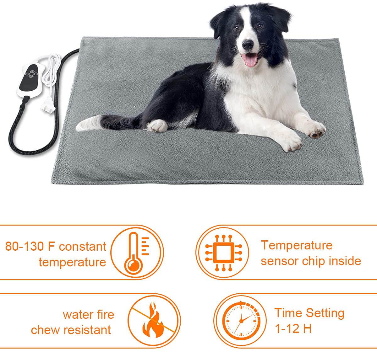 RIOGOO Pet Heating Pad, Upgrade Dog Cat Warming Pad with Timer, Safety Electric Dog Cat Heating Pad Waterproof