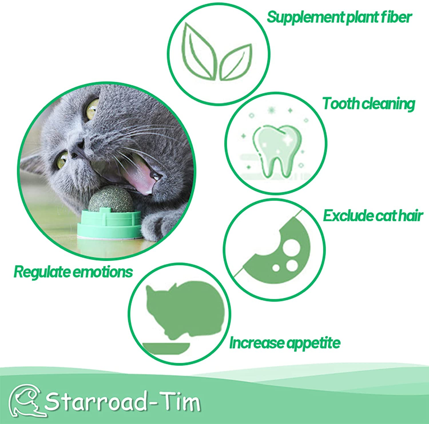 STARROAD-TIM Catnip Balls Catnip Toy for Cats Rotatable Edible Balls Natural Healthy Self-Adhesive Catnip Edible Balls Animals & Pet Supplies > Pet Supplies > Cat Supplies > Cat Toys STARROAD-TIM   