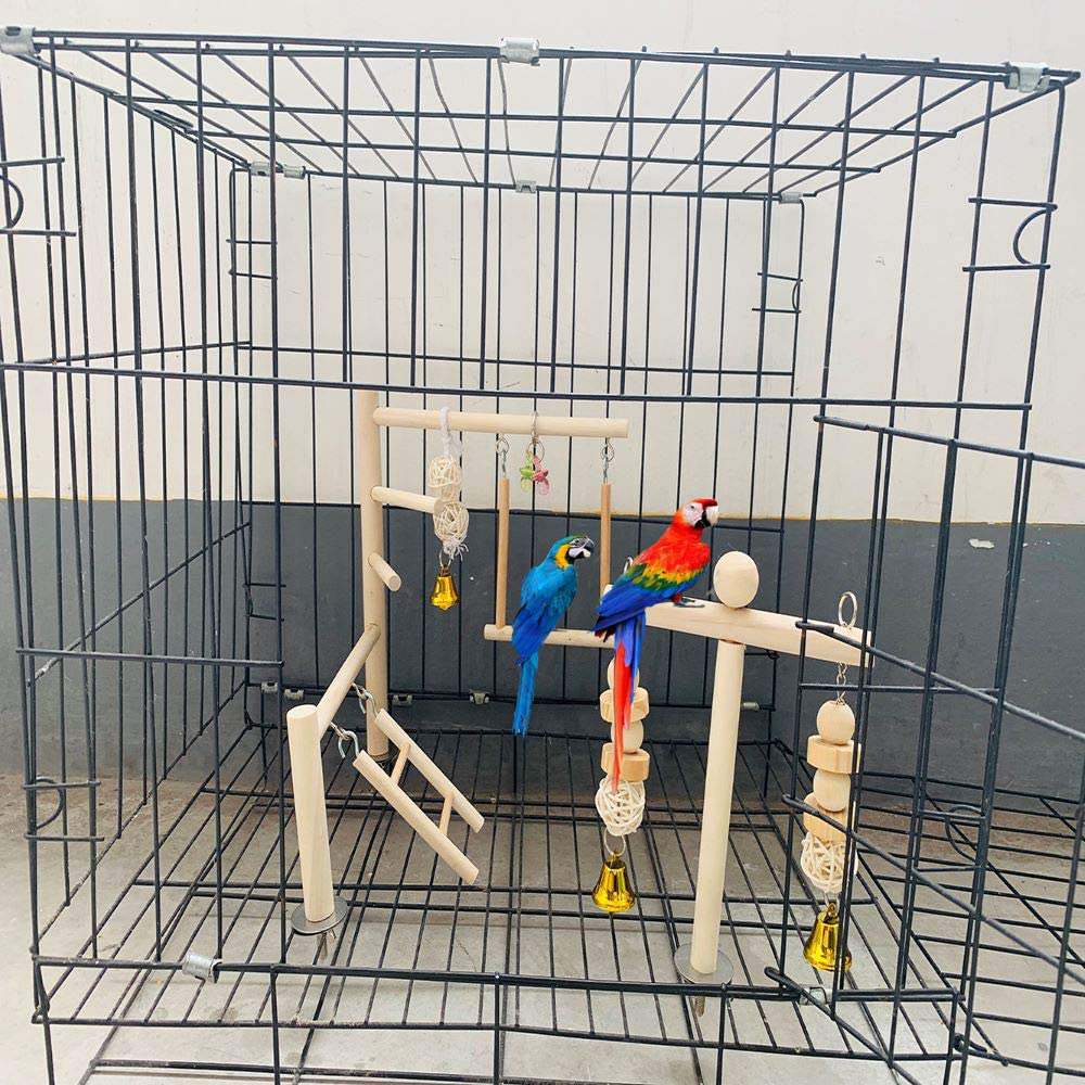 PINVNBY Bird Playground Parrot Play Gym Parakeet Cage Play Stand Wooden Perches Playpen Ladders Conure Chewing Climbing Swing Toy Birdcage Accessories for Small Cockatoo Cockatiel Lovebirds Budgie Animals & Pet Supplies > Pet Supplies > Bird Supplies > Bird Gyms & Playstands PINVNBY   