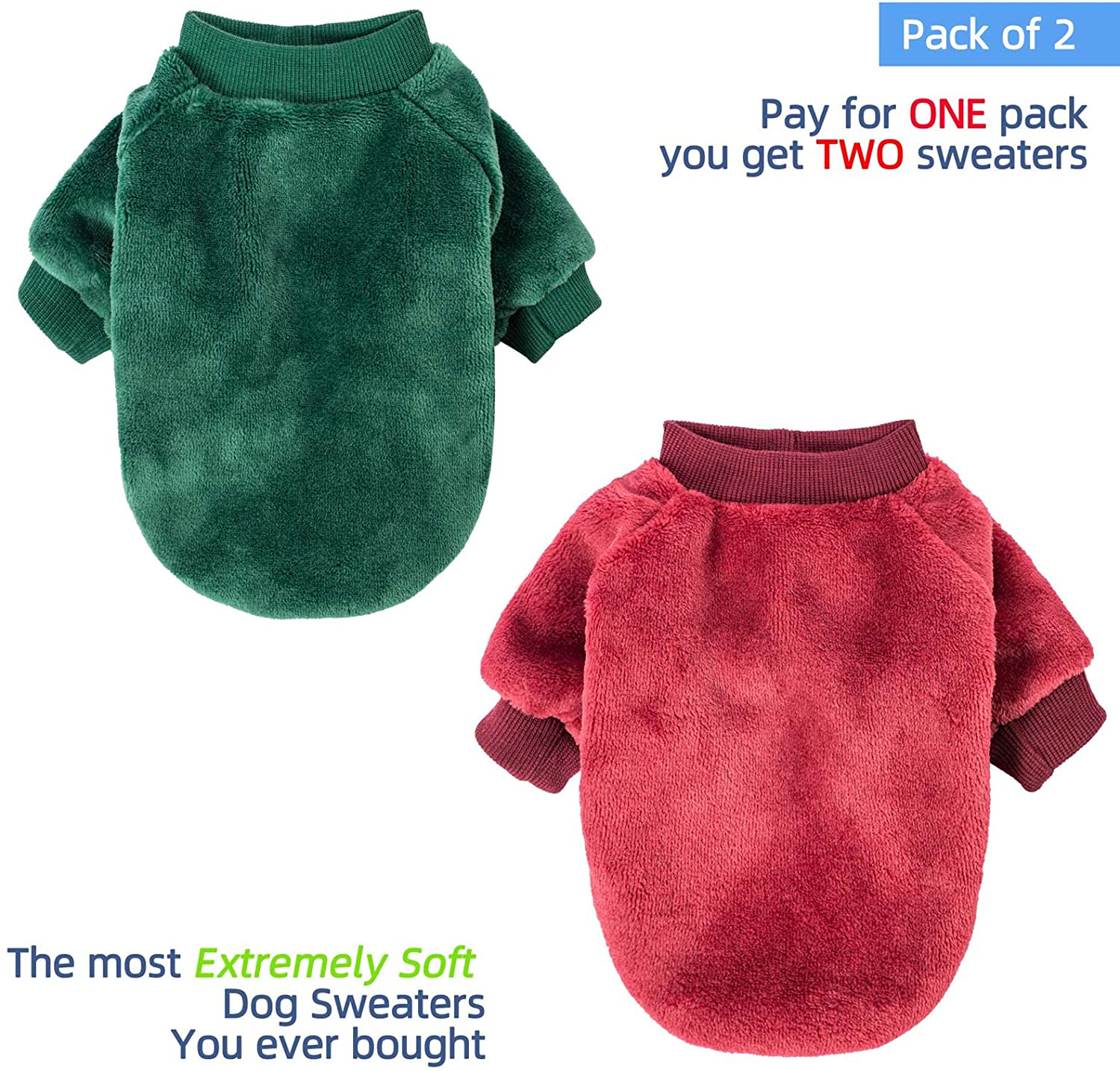 Dog Sweater, Pack of 2 or 3, Dog Clothes, Dog Coat, Dog Jacket for Small or Medium Dogs Boy or Girl, Ultra Soft and Warm Cat Pet Sweaters Animals & Pet Supplies > Pet Supplies > Dog Supplies > Dog Apparel FABRICASTLE   