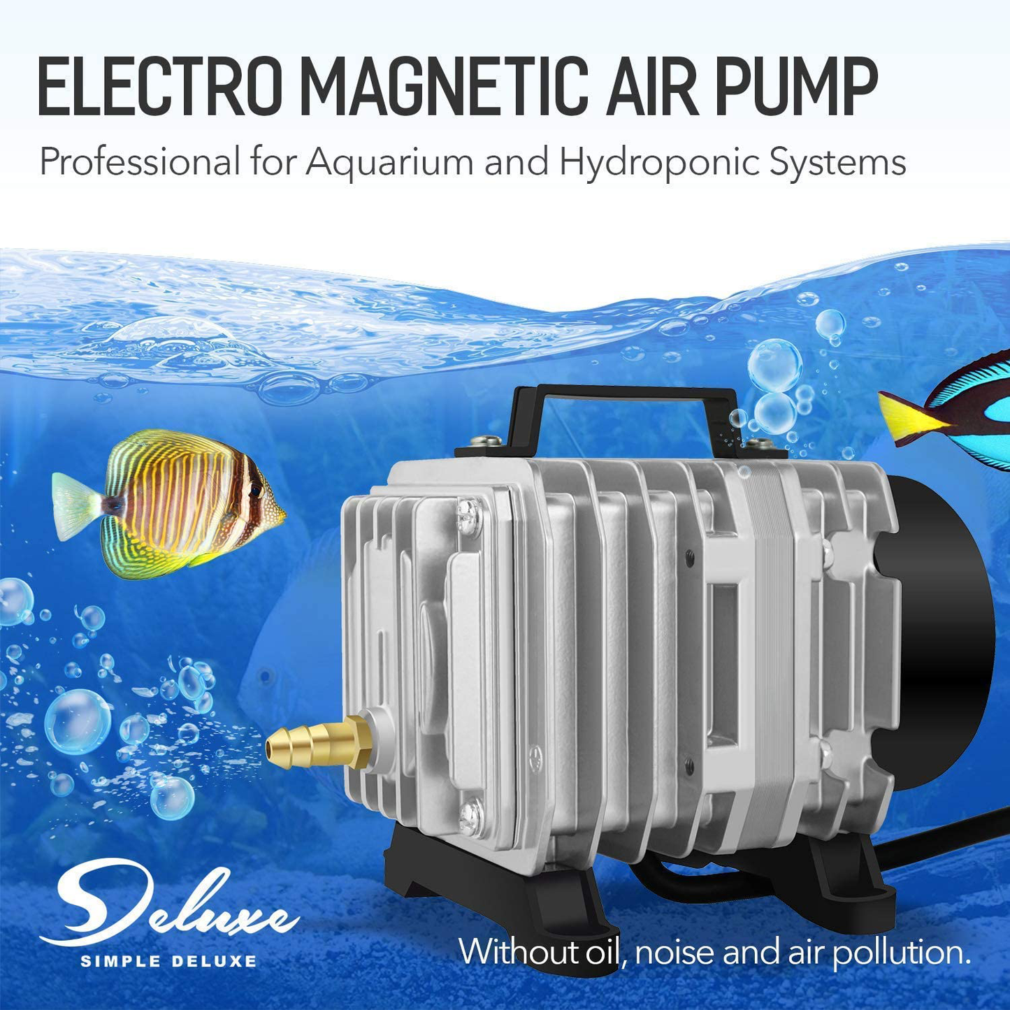 Simple Deluxe Air Pump 18-120W 602/1030/1189/1744 GPH 38-110L/Min with Adjustable Air Flow Outlets for Aquarium, Pond, Hydroponics Systems, Silver Animals & Pet Supplies > Pet Supplies > Fish Supplies > Aquarium & Pond Tubing Simple Deluxe   