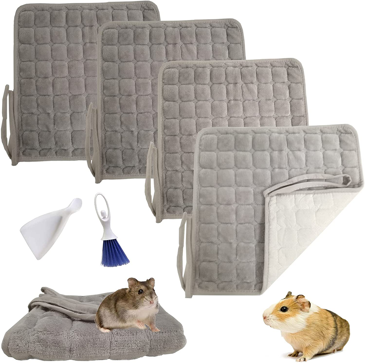 Hamiledyi Guinea Pig Fleece Cage Liners - 4 Pack Washable Guinea Pig Pee Pads, Reusable and anti Slip Guinea Pig Bedding Fast Absorbent Pee Pad for Small Animals with Broom and Dustpan Animals & Pet Supplies > Pet Supplies > Small Animal Supplies > Small Animal Bedding Hamiledyi   