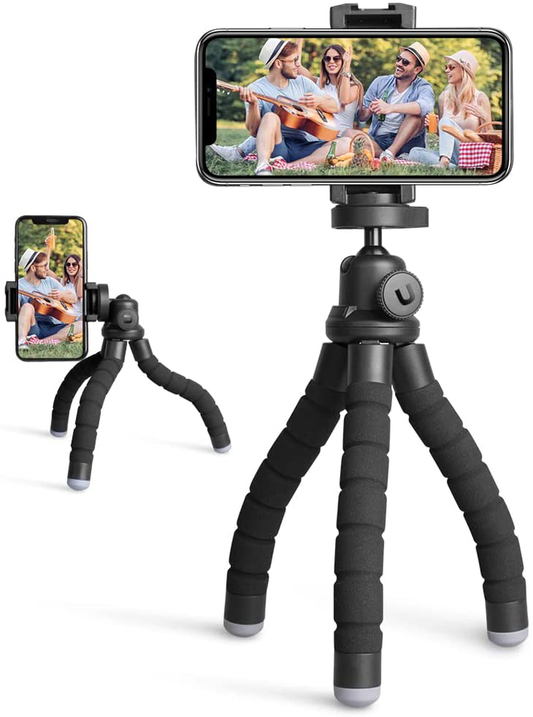 Ubeesize Phone Tripod, Portable and Flexible Tripod with Wireless Remote and Clip, Cell Phone Tripod Stand for Video Recording (Black)