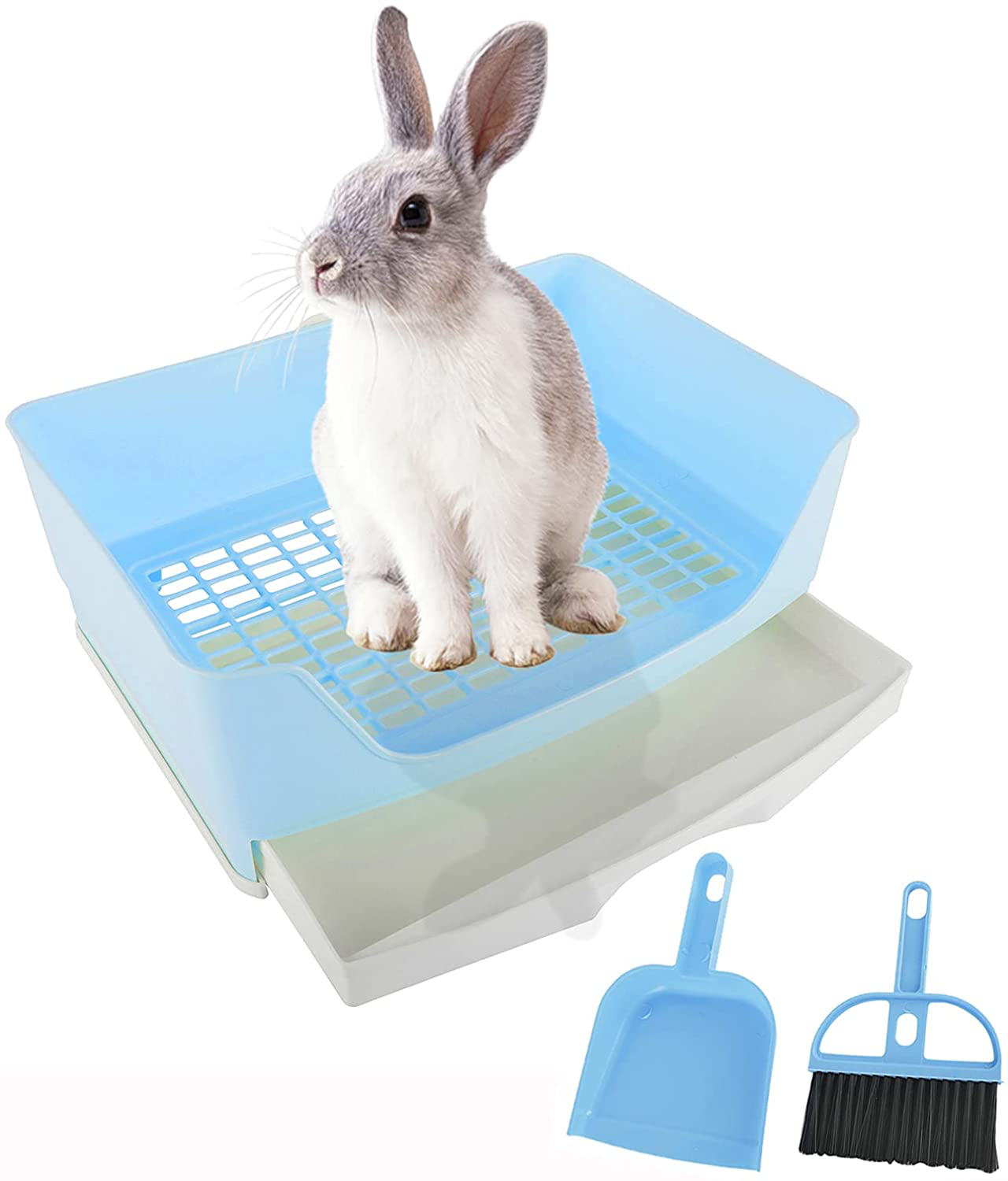 Sparkfire Large Rabbit Litter Box Trainer 16" × 11.8", Potty Corner Toilet with Drawer Bigger Pet Pan for Adult Hamster, Guinea Pig, Chinchilla, Bunny and Other Small Animals
