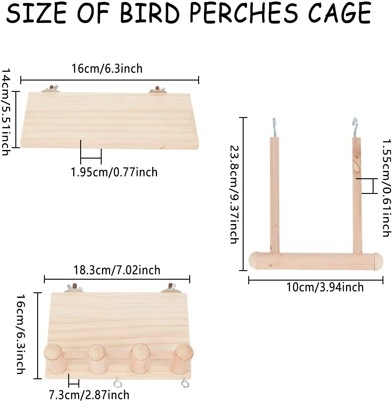 AHANDMAKER Bird Perches Cage Toys Kit, Bird Wooden Play Gyms Stands with Climbing Ladder for Baby Lovebird, Hamster and Parrot Animals & Pet Supplies > Pet Supplies > Bird Supplies > Bird Gyms & Playstands AHANDMAKER   