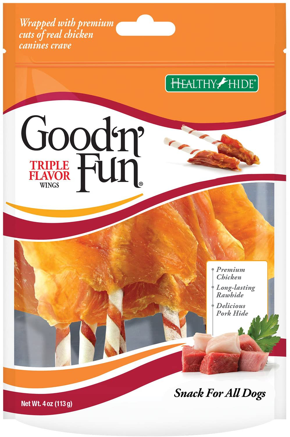 Good 'N' Fun Triple Flavor Wings, Made with Real Meat, Treats for All Dog Sizes Animals & Pet Supplies > Pet Supplies > Dog Supplies > Dog Treats Good'n'Fun 4-Ounce  
