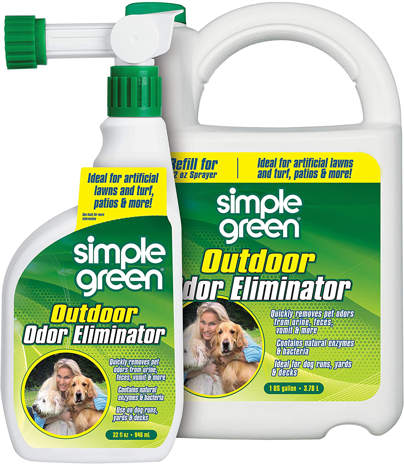 Simple Green Outdoor Odor Eliminator for Pets, Dogs, Ideal for Artificial Grass & Patio (32 Oz Hose End Sprayer & 1 Gallon Refill) Animals & Pet Supplies > Pet Supplies > Dog Supplies > Dog Kennels & Runs Simple Green   
