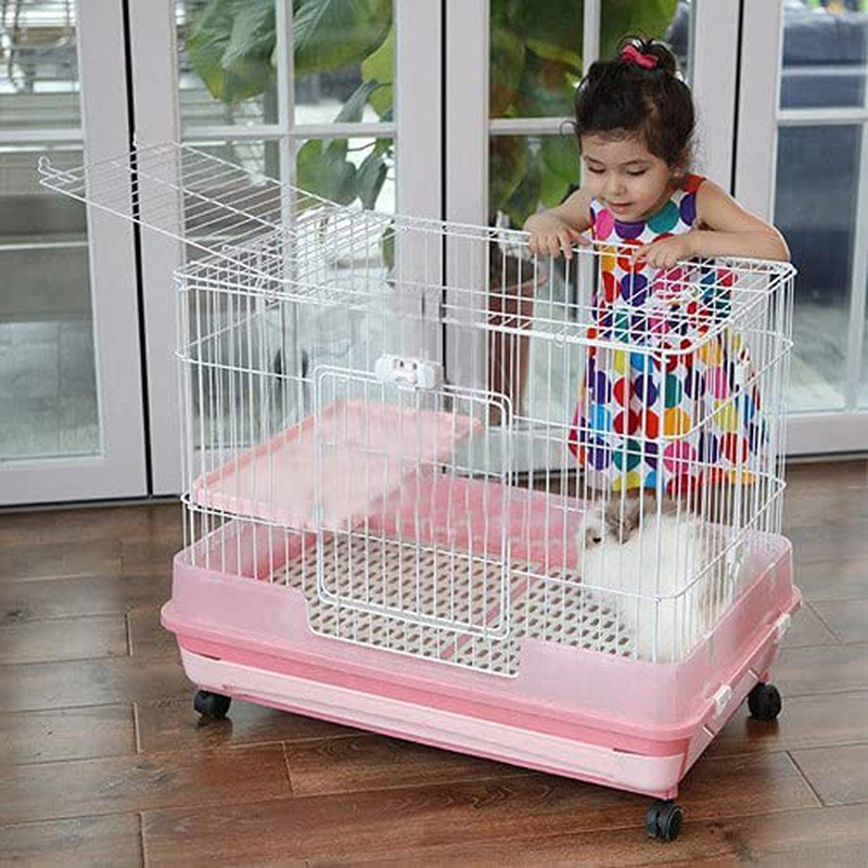 Large 2-Level Indoor Small Animal Pet Habitat Cage Guinea Pig Hamster Gerbil Rat Mice Hedgehog Ferret Chinchilla with Solid Platform & Ramp, 2 Large Access Doors Animals & Pet Supplies > Pet Supplies > Small Animal Supplies > Small Animal Habitat Accessories Mcage 0.9-Inch Bar Spacing 2-Level 