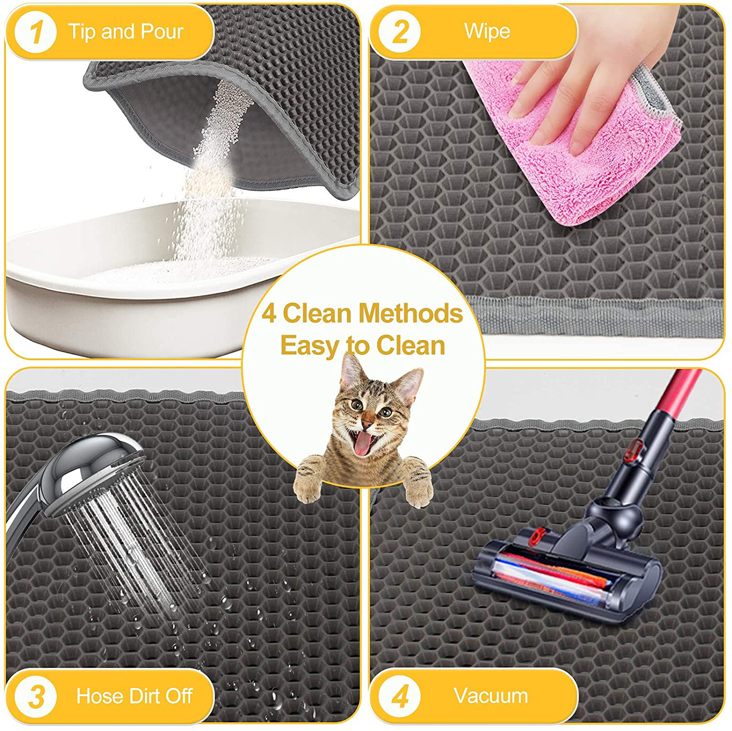 Letoo Cat Litter Mat Trapping for Litter Box, No-Toxic & Super Size, Urine & Waterproof, Honeycomb Double Layer anti Tracking Kitty Mats, No Phthalate, Washable Easy Clean Animals & Pet Supplies > Pet Supplies > Cat Supplies > Cat Litter Box Mats LeToo   