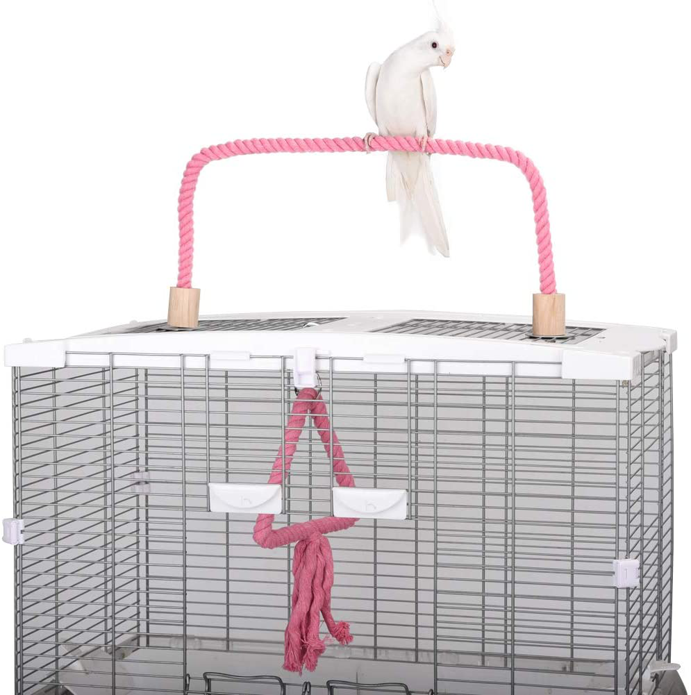 QBLEEV Bird Cage Rope Stands Conure Parrot Perches Swing Toys Play Set Birdcage Playground Play Gym Accessories for Parakeet Cockatiels Lovebirds African Grey(Cage Not Included)